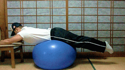 椅子などで手を水平に保った背筋運動